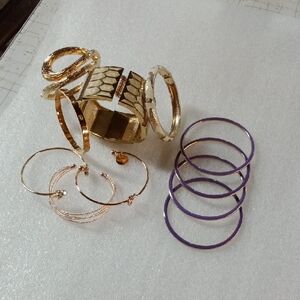 11 Piece Bundle Gold Tone Bracelets   #A423